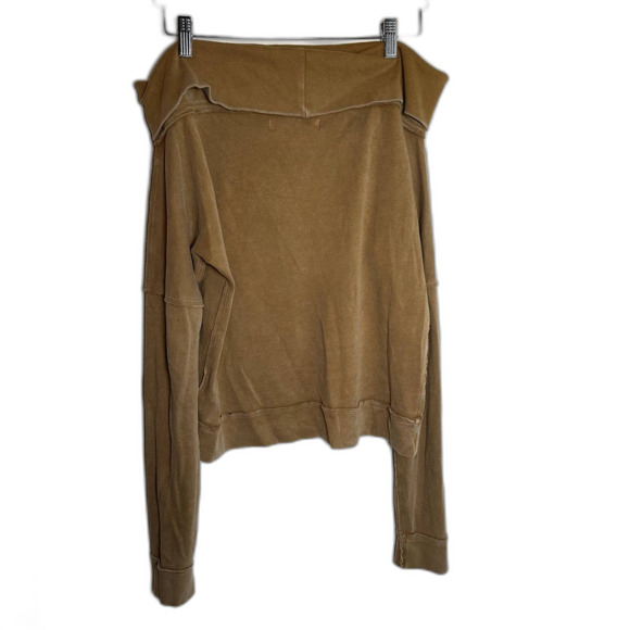 We The Free Honeycrisp Pullover Off-Shoulder Sweatshirt Medium Mustard Yellow - Picture 3 of 7